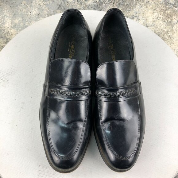 Park Place Men's Size 10D Black Leather Closed Toe Slip On Dress Shoes Loafers - Picture 3 of 16